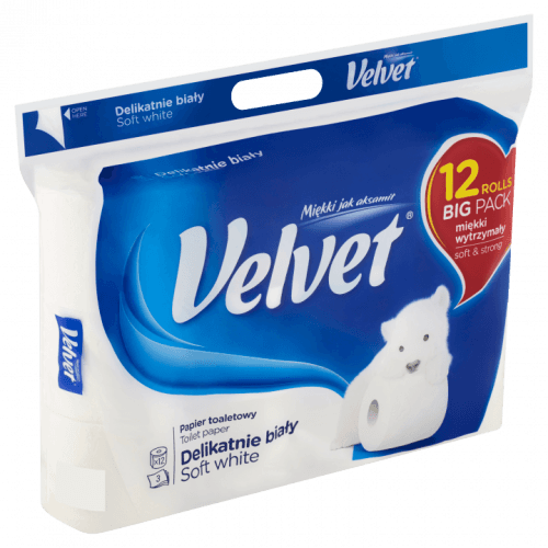 Velvet Soft White toaletní papír 3 vrstvy 12 rolí