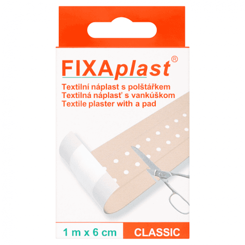 Fixaplast Classic 1mx6cm nedělená s polštářkem