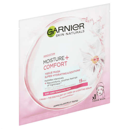 Garnier Skin Naturals Moisture+Comfort super hydratační zklidňující textilní maska pro suchou až citlivou pleť  32 g