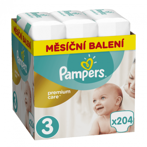 PAMPERS Premium Care Monthly 3 MIDI 4-9 kg 204 kusů