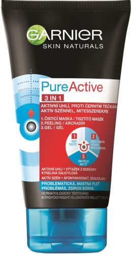 Garnier 3v1 proti černým tečkám Pure Active (Intensive Charcoal Anti-Blackhead) 150 ml