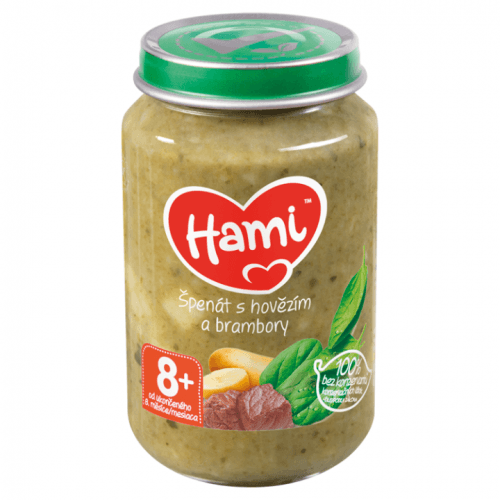 HAMI Špenát, brambory a hovězí (200 g) - maso-zeleninový příkrm