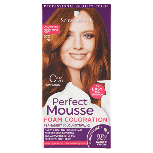 Schwarzkopf Perfect Mousse permanentní barva na vlasy odstín 670 Lively copper