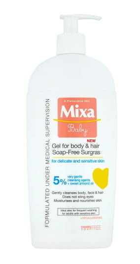 Mixa Extra vyživující mycí Baby gel na tělo a vlásky 400 ml