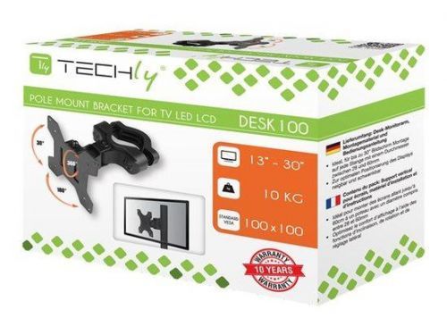 Techly Držák na sloup pro monitor LED/LCD 13-30`` 10kg VESA nastavitelný černý, 103793