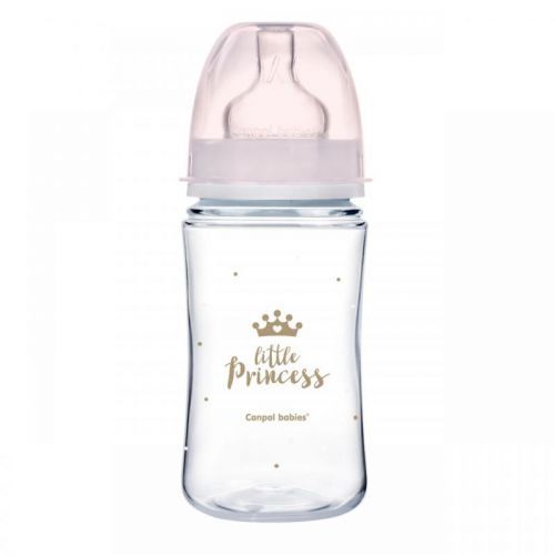 Canpol babies Lahev se širokým hrdlem ROYAL BABY 240ml růžová