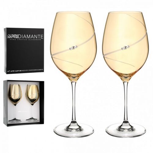 Diamante sklenice na červené víno Swarovski Amber Silhouette City 470 ml 2KS