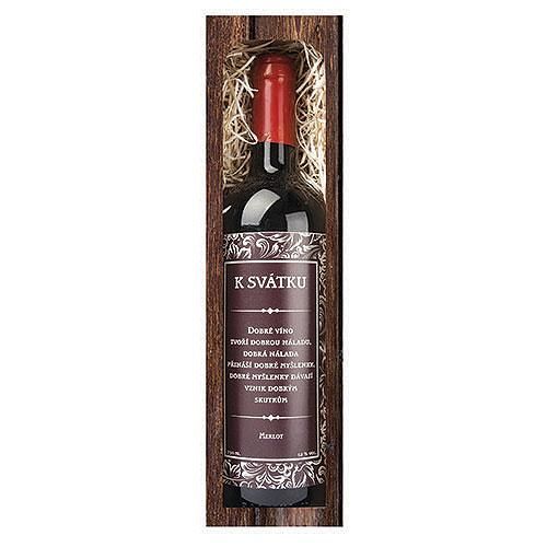 Dárkové červené víno 0,75 l k svátku – Merlot