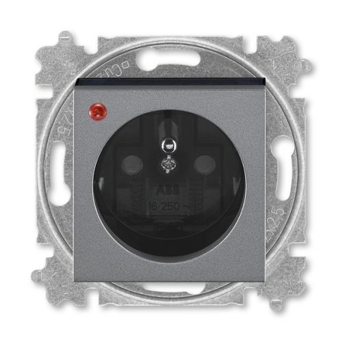 ABB 5599H-A02357 69 Levit Zásuvka jednonásobná, s ochranou před přepětím; ocelová/kouř. černá