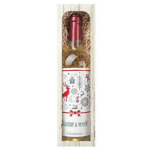 Vánoční víno 0,75 l – Šťastné a veselé – Chardonnay