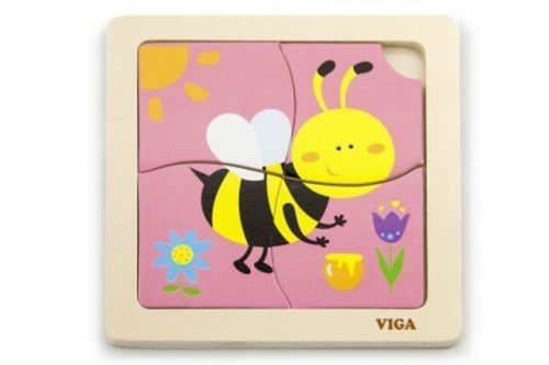 Dřevěné puzzle 4 dílky - včela