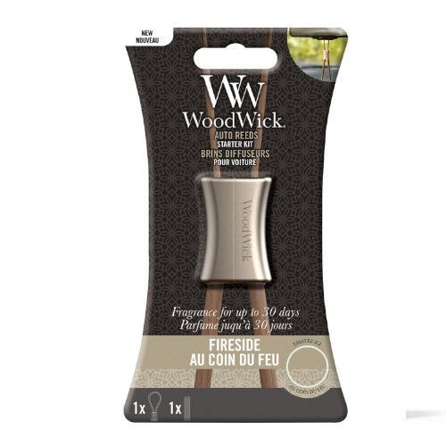 WoodWick Vonné tyčinky do auta Fireside (Auto Reeds Starter Kit)