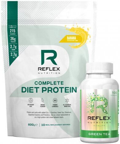 Reflex Nutrition Complete Diet Protein 600 g Banán / Zelený čaj 100 kapslí