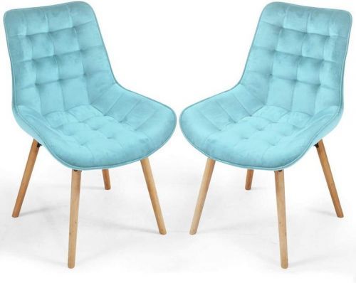 Sada prošívaných jídelních židlí, světle tyrkysové, 2 ks
