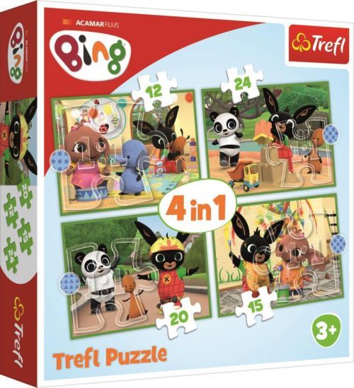 Puzzle: Bing: Šťastný den 4v1 (12,15,20,24 dílků)