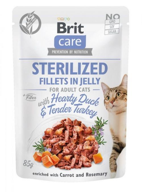 Brit Care Cat Sterilized Fillets in Jelly with Hearty Duck&Tender Turkey 24x85 g