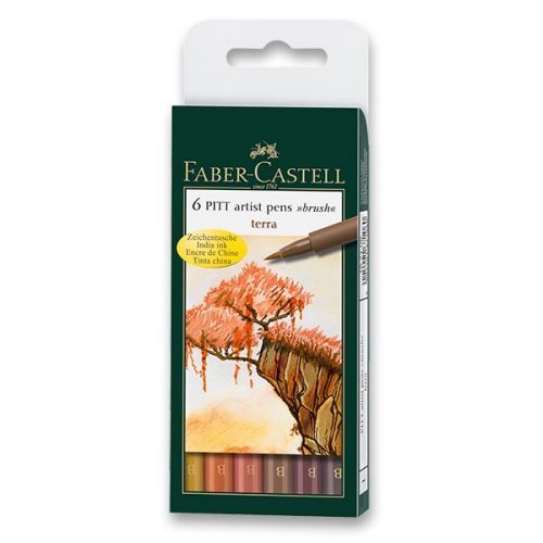 Popisovač Faber-Castell Pitt Artist Pen Brush 6 ks, odstíny země
