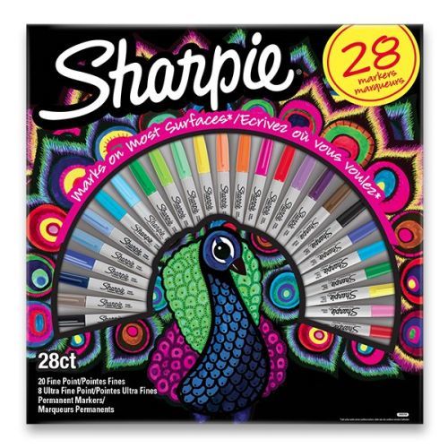 Permanentní popisovač Sharpie Fine + Ultra Fine Peacock sada 28 ks