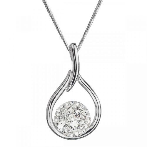 Evolution Group Stříbrný náhrdelník se Swarovski krystaly kapka 32075.1 bílá