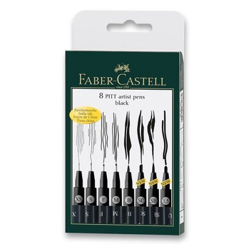 Popisovač Faber-Castell Pitt Artist Pen sada 8 ks, XS, S, F, M, B, C, SC, 1,5 mm