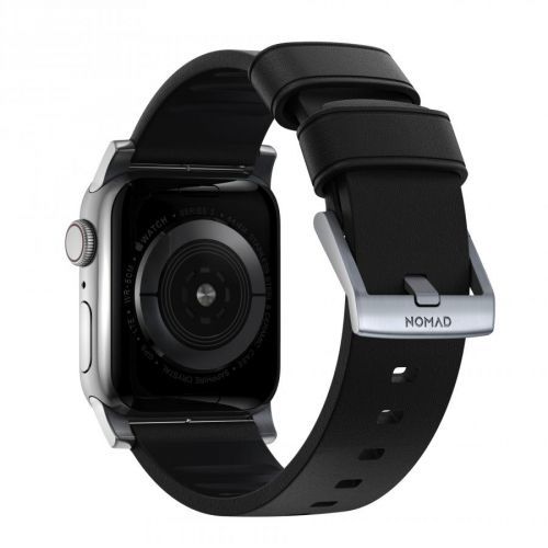 Kožený pásek / řemínek pro Apple Watch 42mm / 44mm - Nomad, Active Pro Black Silver
