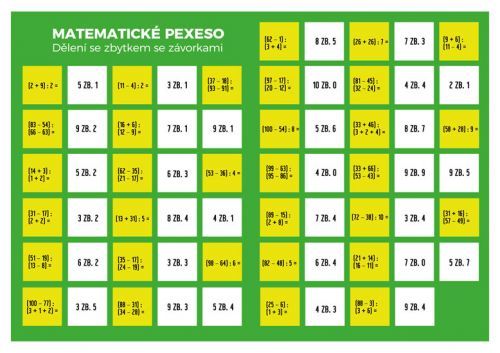 Pexeso: Matematika - Dělení se zbytkem se závorkami - Staněk Martin, PhDr. Mgr.