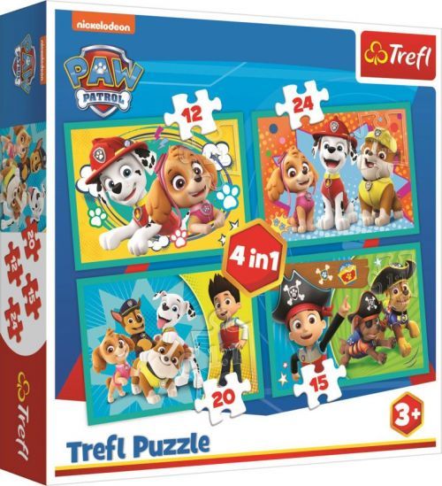 Puzzle: Tlapková patrola: Šťastný tým 4v1 (12,15,20,24 dílků)