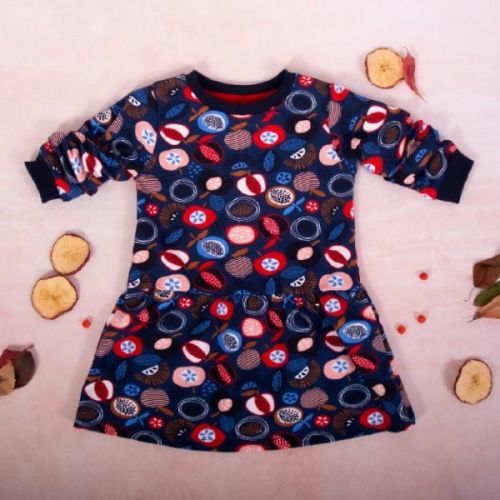 K-Baby Dívčí bavlněné šaty, Ovoce - granátové  - Velikost koj. oblečení: 104