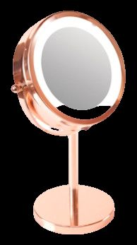 Rio Kosmetické zrcátko rose gold s osvětlením Mirror