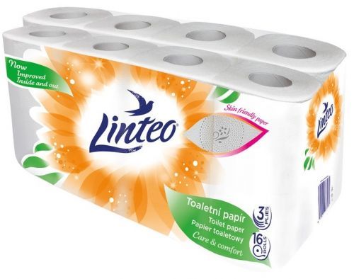 Toaletní papír Linteo – bílý, 3vrstvý, 16 rolí