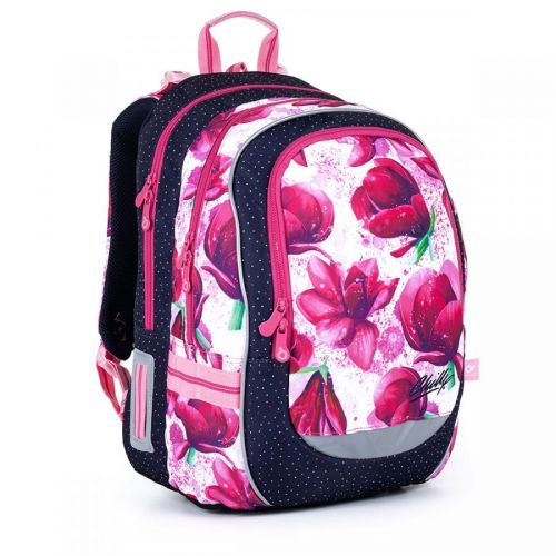 Dvoukomorový batoh s magnoliemi a barevnými tečkami Topgal CODA 21009 G