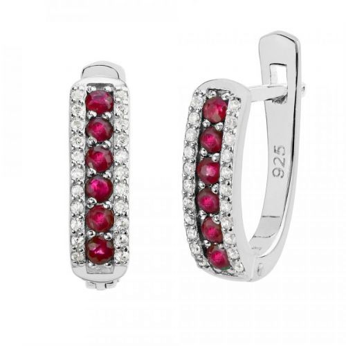 SILVEGO stříbrné náušnice se syntetickým Rubínem - QR12RE