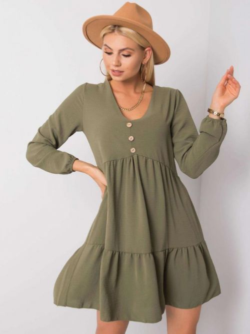 KHAKI DÁMSKÉ ŠATY S KNOFLÍČKY -D50010F30264A-KHAKI Velikost: S/M