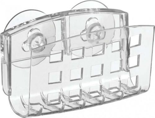 Průhledný kovový držák s přísavkami iDesign, 5 x 14 cm