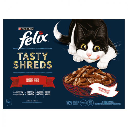 Felix Tasty Shreds lahodný výběr ve šťávě (12×80g)