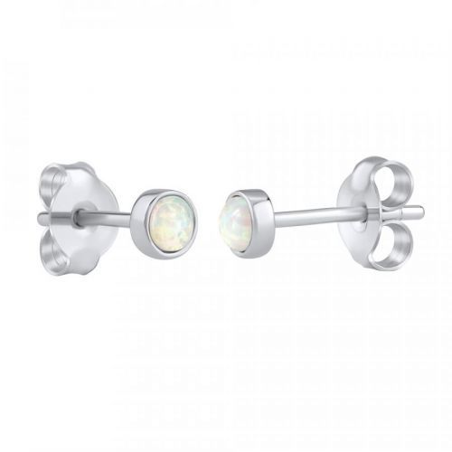 Stříbrné náušnice pecky s bílým opálem - LPS0933W