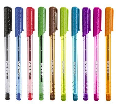Kores Kuličkové pero K1 Pen Super Slide 1 mm - sada 10 barev(modrá, černá, červe