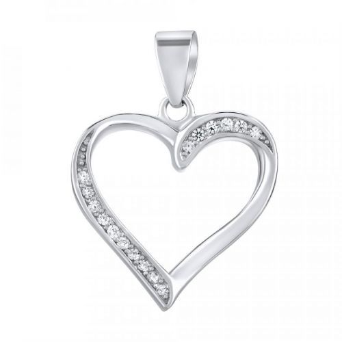 Stříbrný přívěsek se zirkony SRDCE - LPS2091