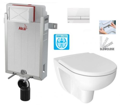 ALCAPLAST Renovmodul předstěnový instalační systém s bílým tlačítkem M1710 + WC JIKA LYRA PLUS RIMLESS + SEDÁTKO DURAPLAST SLOWCLOSE AM115/1000 M1710 LY2