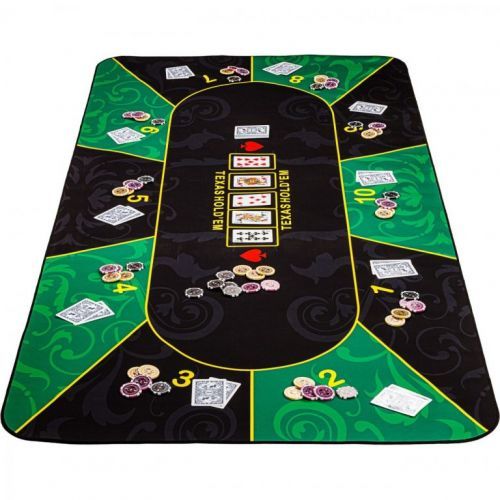 OEM Skládací pokerová podložka, zelená/černá, 160 x 80 cm