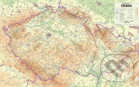 Česko - nástěnná fyzická mapa 1 : 500 000 - Kartografie Praha