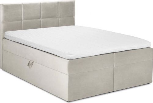 Béžová sametová dvoulůžková postel Mazzini Beds Mimicry, 160 x 200 cm