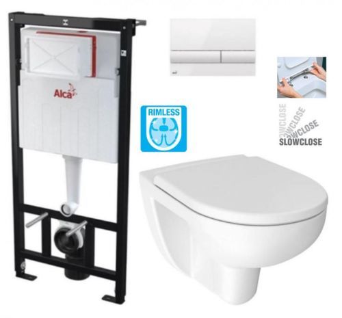 ALCAPLAST Sádromodul předstěnový instalační systém s bílým tlačítkem M1710 + WC JIKA LYRA PLUS RIMLESS + SEDÁTKO DURAPLAST SLOWCLOSE AM101/1120 M1710 LY2