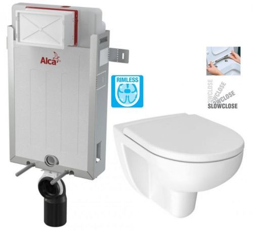 ALCAPLAST Renovmodul předstěnový instalační systém bez tlačítka + WC JIKA LYRA PLUS RIMLESS + SEDÁTKO DURAPLAST SLOWCLOSE AM115/1000 X LY2