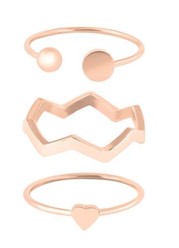Troli Designová růžově zlacená sada ocelových prstenů 52 mm