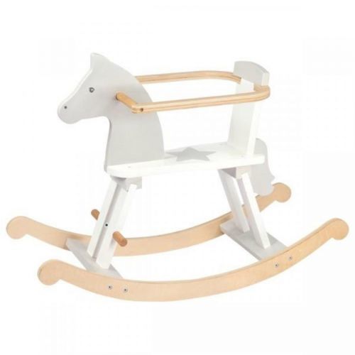 Dřevěný houpací koník s ochranným kruhem Rocking horse