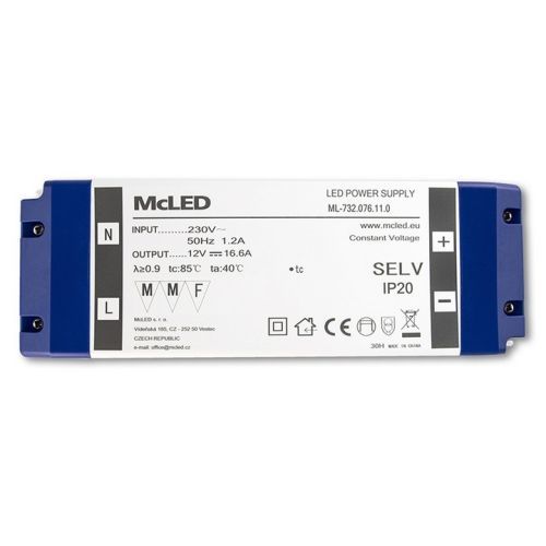 Nábytkový LED napájecí zdroj McLED 12VDC 180W 15A ML-732.076.11.0