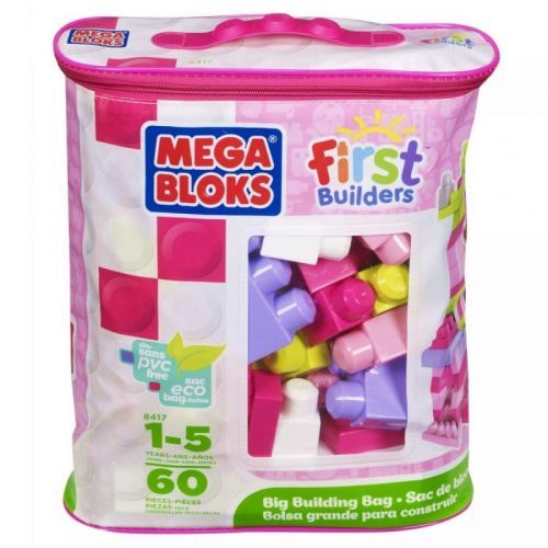 Megabloks Kostky v pytli 60 dílků růžové
