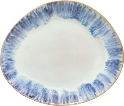 Bílo-modrý kameninový oválný talíř Costa Nova Brisa, ⌀ 27 cm