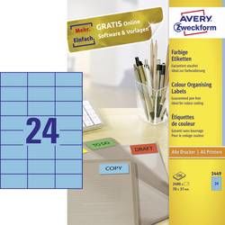 Avery-Zweckform 3449 etikety 70 x 37 mm papír modrá 2400 ks permanentní univerzální etikety 100 Sheet A4